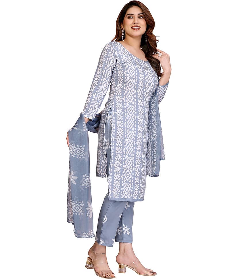 ANAND SAREES Women Crepe Unstitched Dress Material ( Grey ) view 2