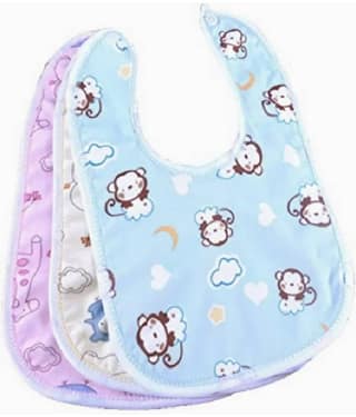 Qin Pin Multi-Colour Cotton Bibs - Set of 3