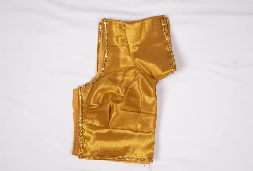 Golden Blouse with Silver Zari Border view 3