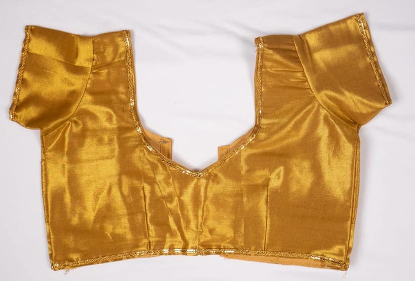 Golden Blouse with Silver Zari Border view 4