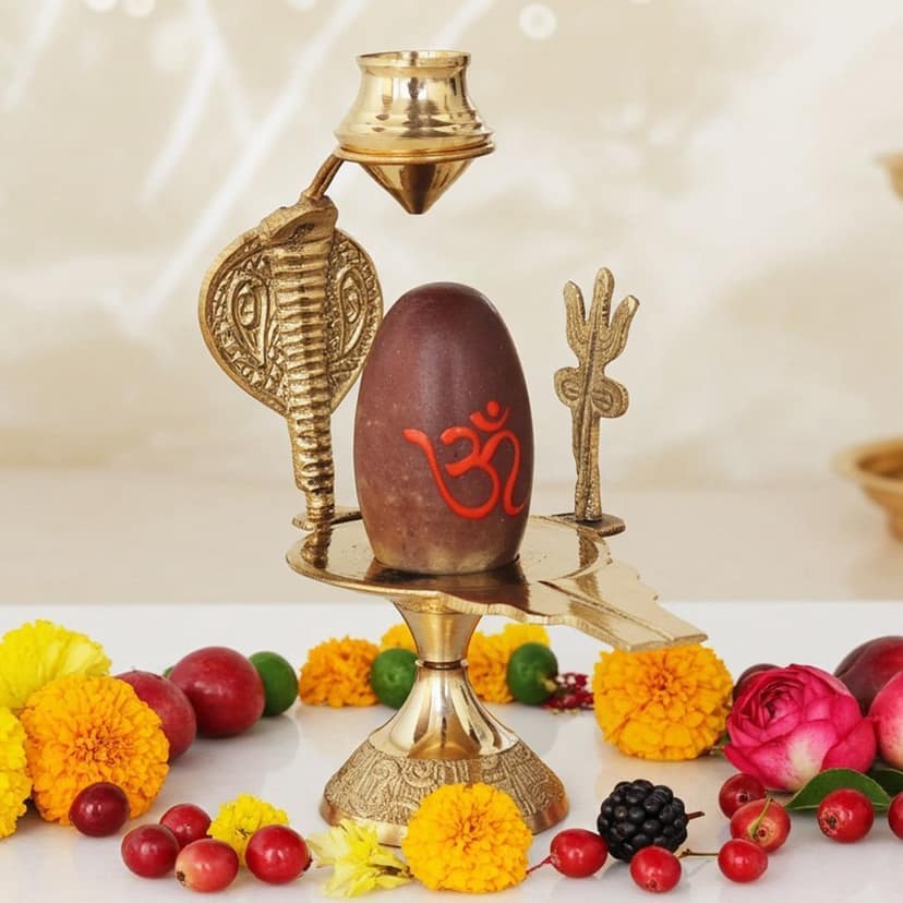 Brass Navdev Shivling ? Size 3 Navgrah Lingam, 5, Height : 5.3 Inch (ZMAS464 D)