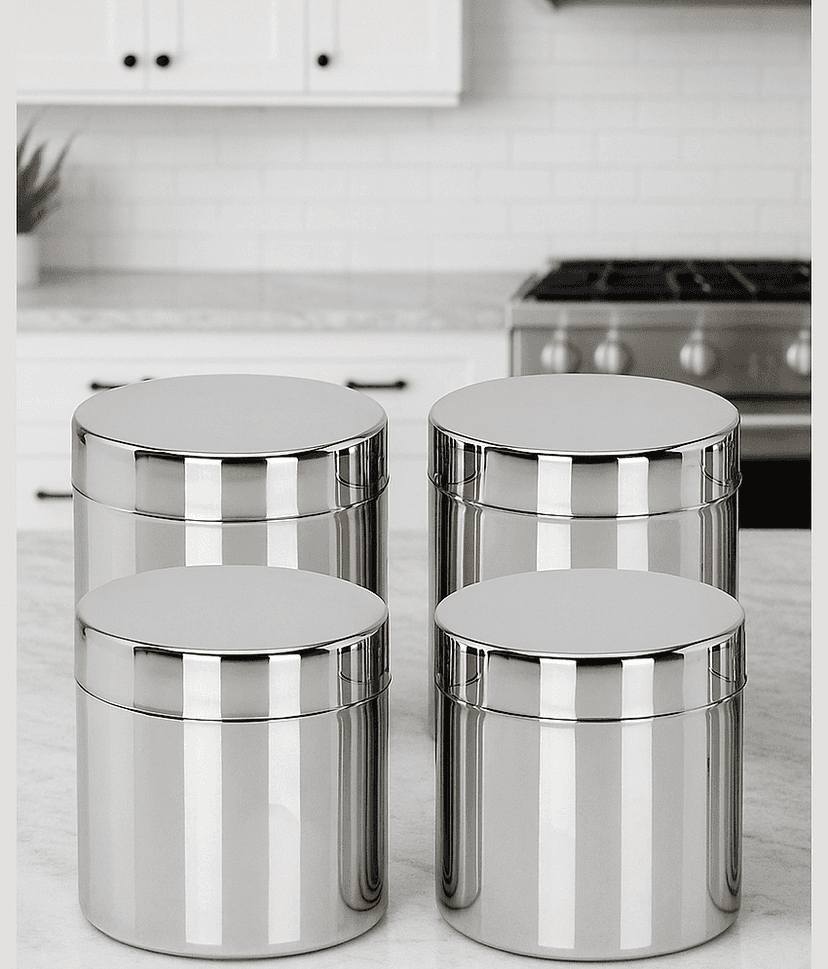 Visaxmi Stainless Steel Silver Multi-Purpose Container ( Set of 4 )