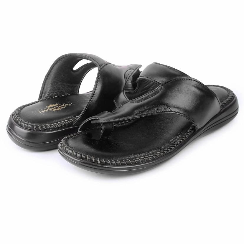 FEATHER LEATHER Men's Genuine Leather Formal Comfortable & Fashionable Flip Flops Slipper | Casual Indoor/Outdoor/Cross Strip Chappal view 6