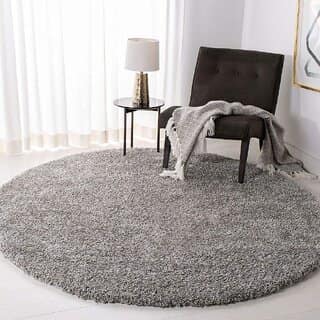 GALLERY HOME Silky Smooth Anti-Skid Shaggy Round Carpet with 2 inch Thickness (8x 8 Round, Grey A2)