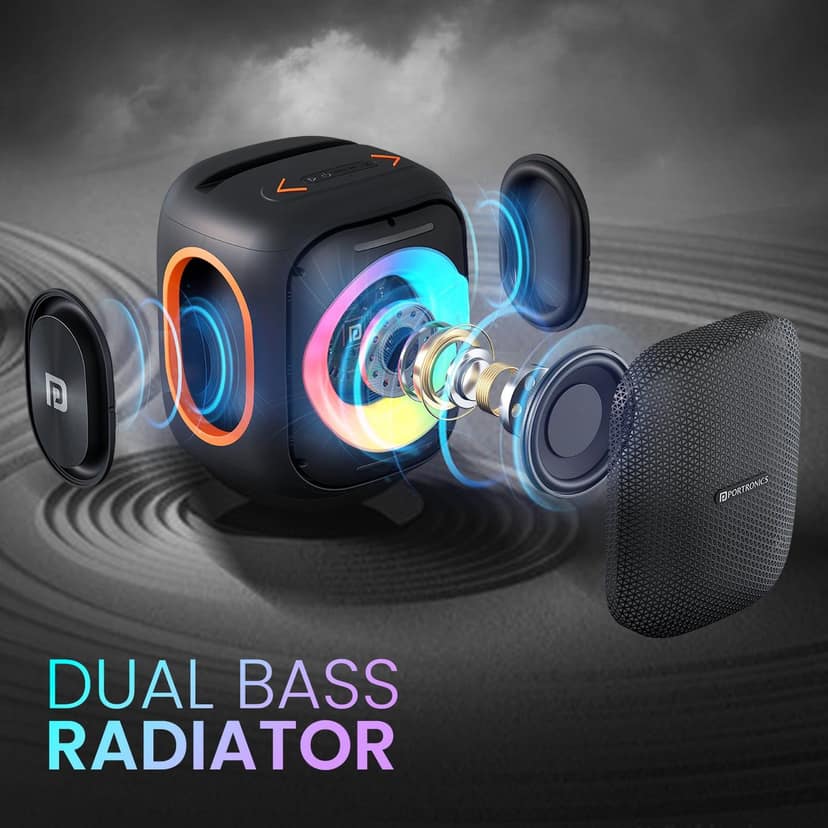 Portronics Dash 10 Dual Wireless Karaoke Mic, Dual Bass Radiator, Upto 6 Hour Playtime, Type C Fast charging view 2