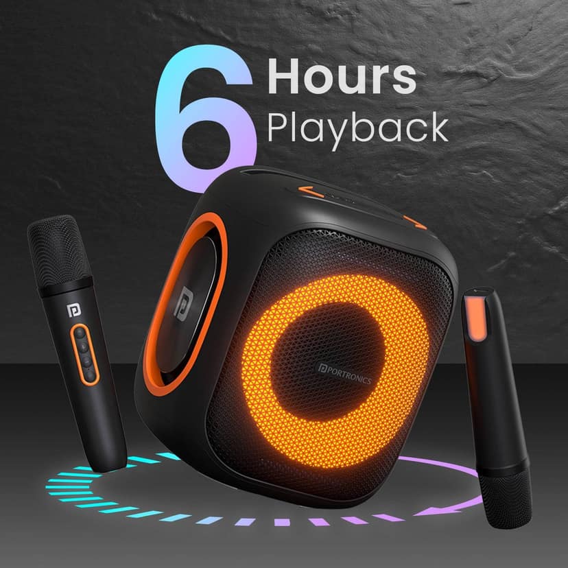 Portronics Dash 10 Dual Wireless Karaoke Mic, Dual Bass Radiator, Upto 6 Hour Playtime, Type C Fast charging view 3