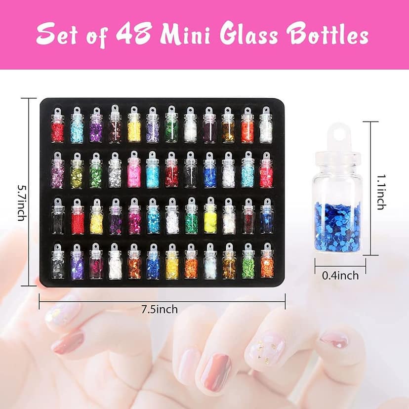 Elecsera Cosmetics 3D Nail Art Glitter Stickers Powder Manicure Polish Mixed Design (Multicolor) view 3