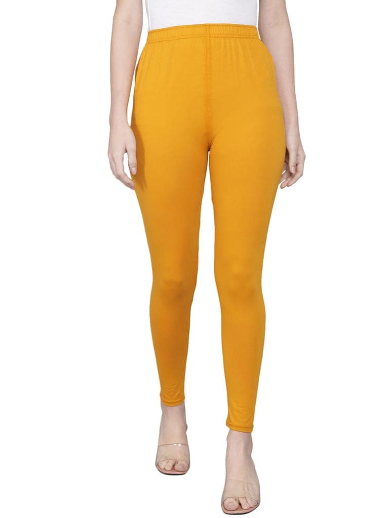 SOFT COLORS Women's Skinny Fit Ethnic Wear Ankle Length Leggings (Mustard Color) view 5