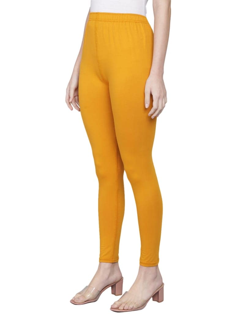 SOFT COLORS Women's Skinny Fit Ethnic Wear Ankle Length Leggings (Mustard Color) view 6