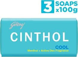 Cinthol Cool Menthol + Active Deo Fragrance Soap, 99.9% Germ Protection, 100 G (Pack Of 3)