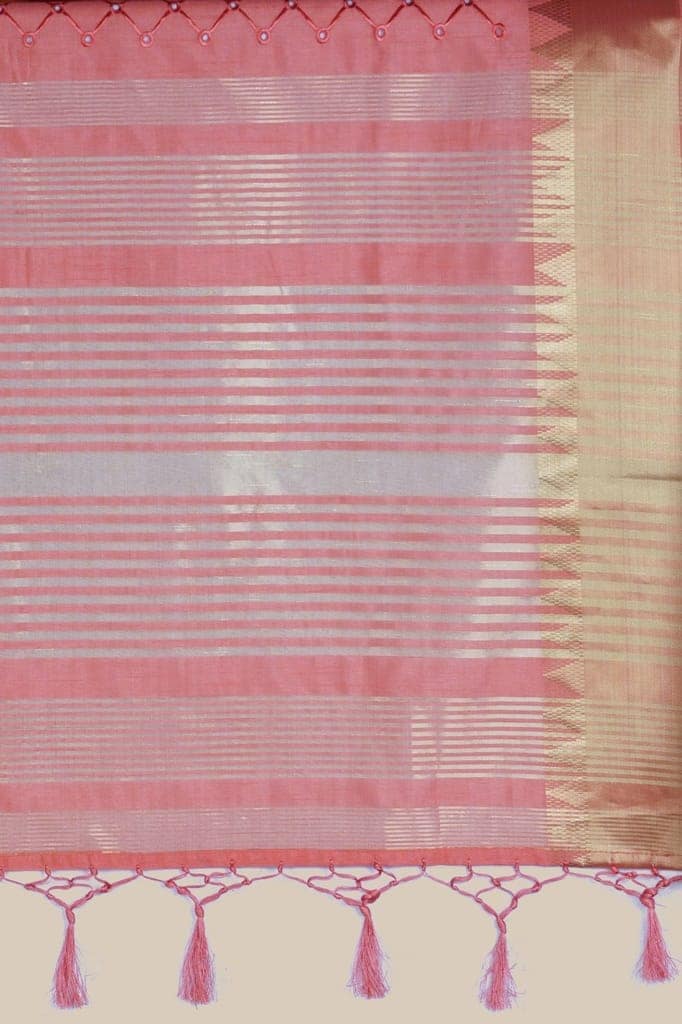 Lilac Linen Saree With Embellished Design view 4