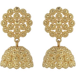 Flower Filigree Jhumki Earrings for Women's Color Golden Brass Copper Material Earrings for Women's Fashion Jewelry