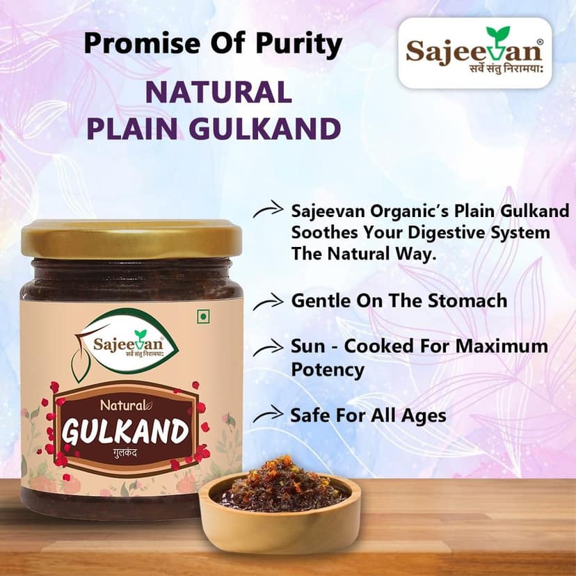 Sajeevan Organic Gulkand – Premium Rose Petal Preserve in Glass Jar | Natural Ayurvedic Sweet with Sun-Dried Damask Roses & Natural Sugar - 250gm view 4