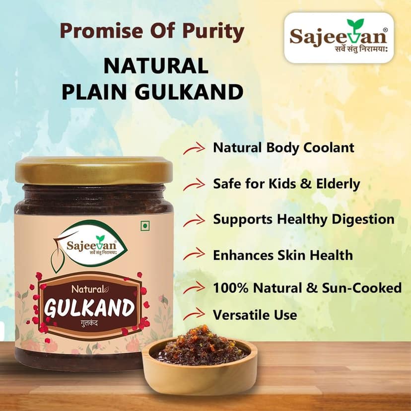 Sajeevan Organic Gulkand – Premium Rose Petal Preserve in Glass Jar | Natural Ayurvedic Sweet with Sun-Dried Damask Roses & Natural Sugar - 250gm view 7