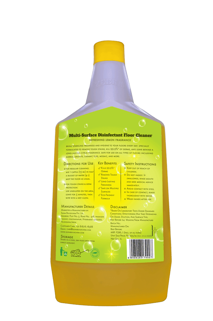 SUNA ZEBRA Floor Cleaner Citrus Sparkle - 1L Multi-Surface Disinfectant view 2