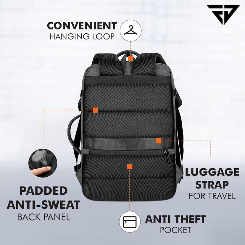40L Weekender Travel Laptop Backpack with Anti Theft Pocket, Organizer, 15.6 Inch Padded Laptop Sleeve and Dual Handles view 2