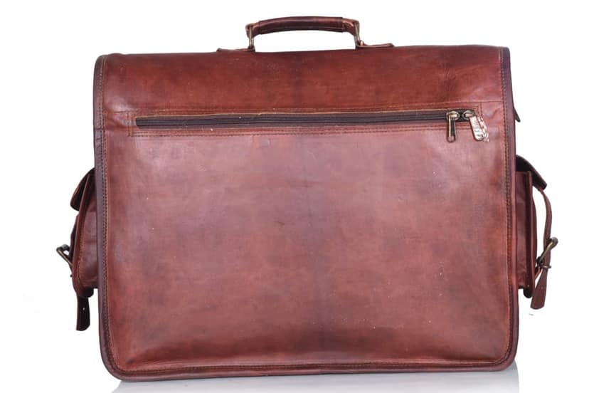 Joyait Leather Handicraft - 18 Inch Vintage Handmade Leather Travel Messenger Office Crossbody Bag Laptop Briefcase Computer College Satchel Bag For Men And Women view 2