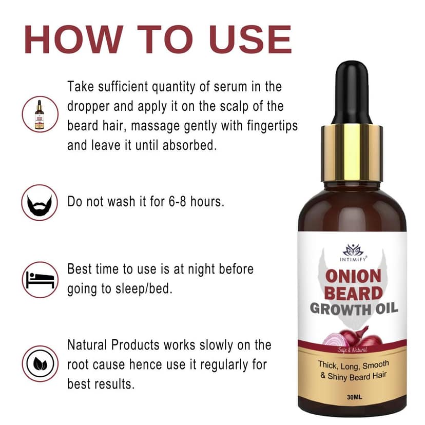 Intimify Onion Beard Growth Oil, beard growth, beard oil, beard growth oil, moustache growth oil, 30 ml view 5