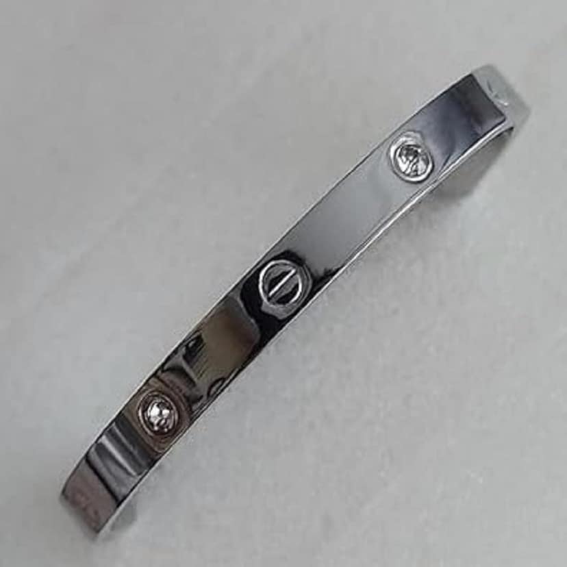 Classic Stainless Steel Love Band Bracelet | Anti-Tarnish, Cubic Zirconia Studded Bangle Kada | Latest Stylish Gifts for Women and Girls view 4