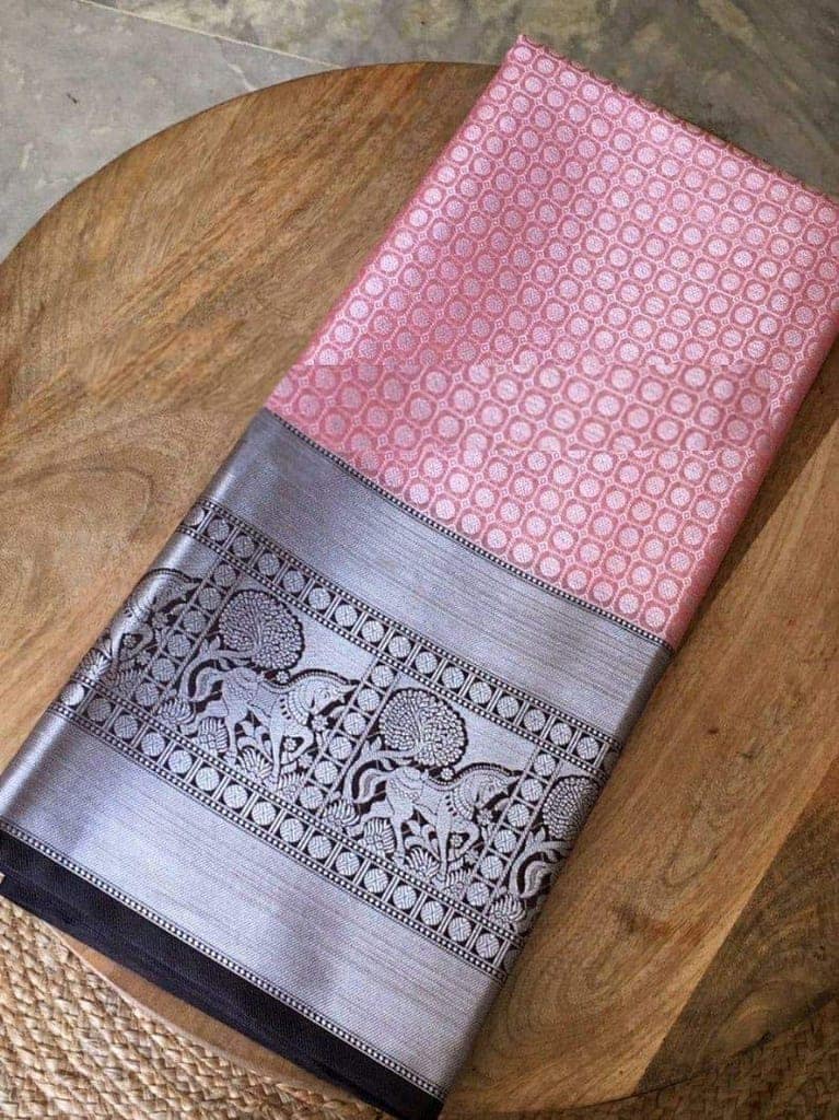 BT WITH BUY & TRY Women's Kanjivaram Cotton Silk Blend Sarees With Blouse Piece. view 10