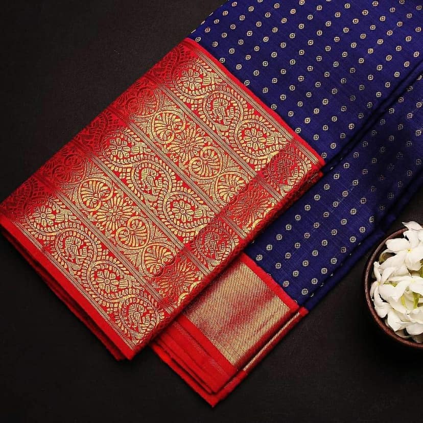 BT WITH BUY & TRY Women's Kanjivaram Cotton Silk Blend Sarees With Blouse Piece. view 5
