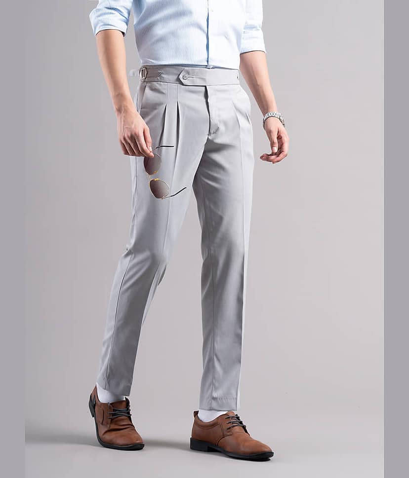 Paul Street Slim Men's Formal Trouser - Silver ( Pack of 1 ) view 3