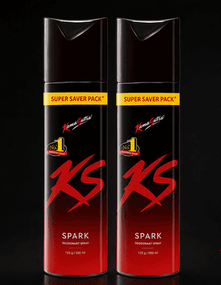 KS Spark Deodorant Spray Combo Pack of 2 (190ml Each) | Long Lasting Freshness Body Spray for Men