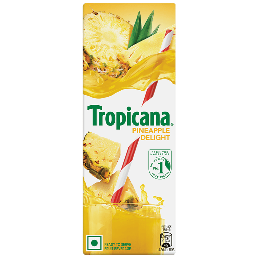 Tropicana Delight Fruit Juice - Pineapple, 180 Ml Carton