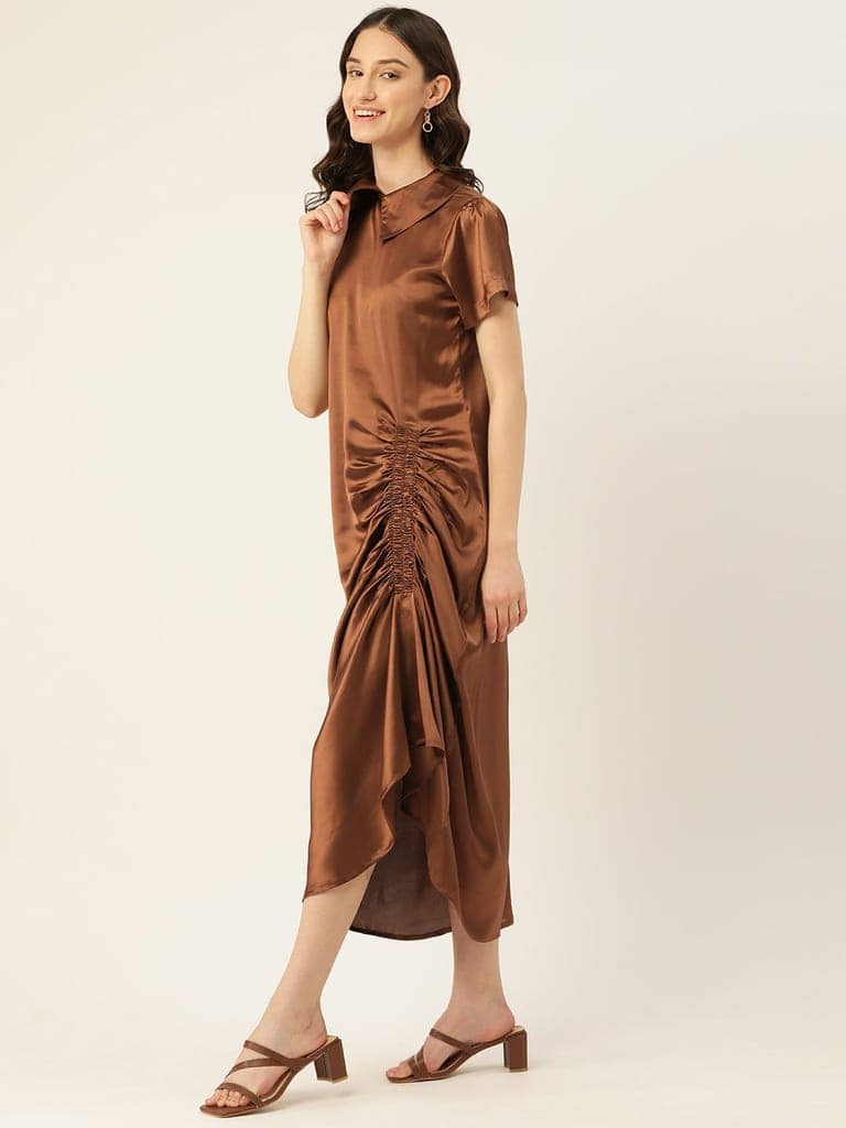 Rue Collection Peter Pan Collar Satin Maxi Dress view 4
