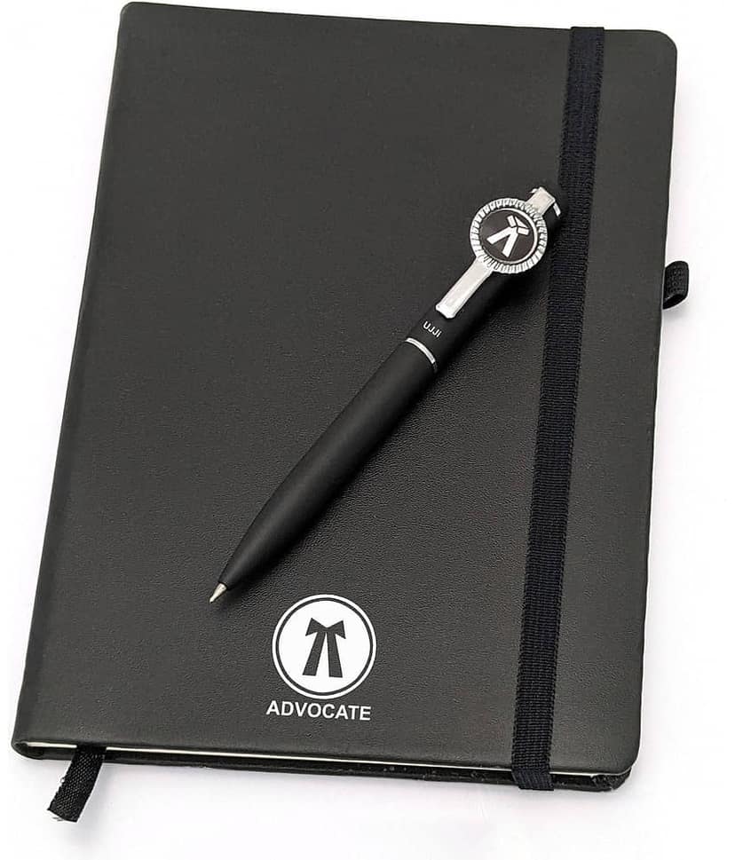 UJJi Advocate Logo Metal Pen with Notebook Set