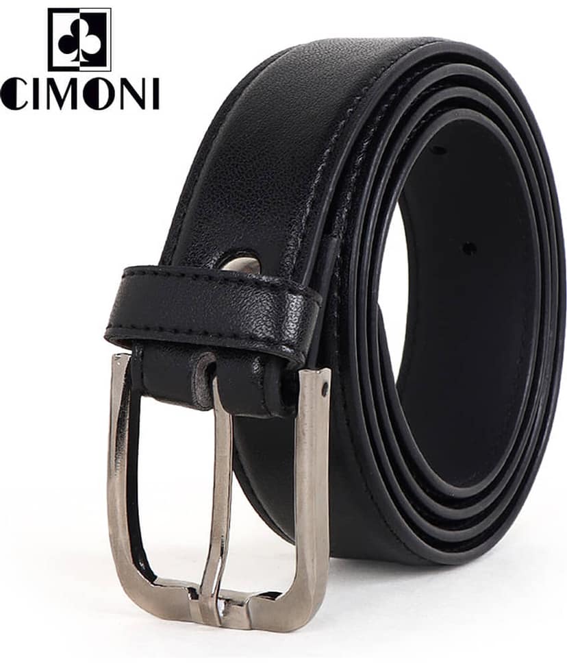 CIMONI - Black Faux Leather Men's Casual Belt ( Pack of 1 ) view 2