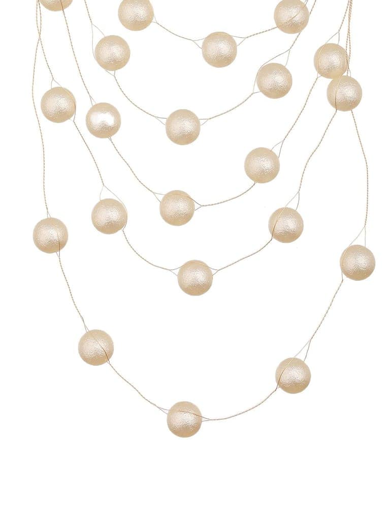 Anti-Tarnish Gold Toned Minimal Round Pearl Layered Necklace & Chain view 5