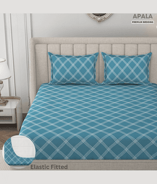 Apala Microfibre 1 King Fitted Bedsheet with 2 Pillow Covers ( 198 cm x 182 cm ) , Blue