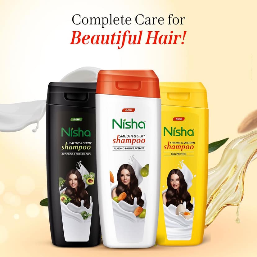 Nisha Smooth & Silky Shampoo for Women Men 75ml Pack of 4, Almond & Olive Actives Shampoo for Naturally Soft Silky Hair view 9