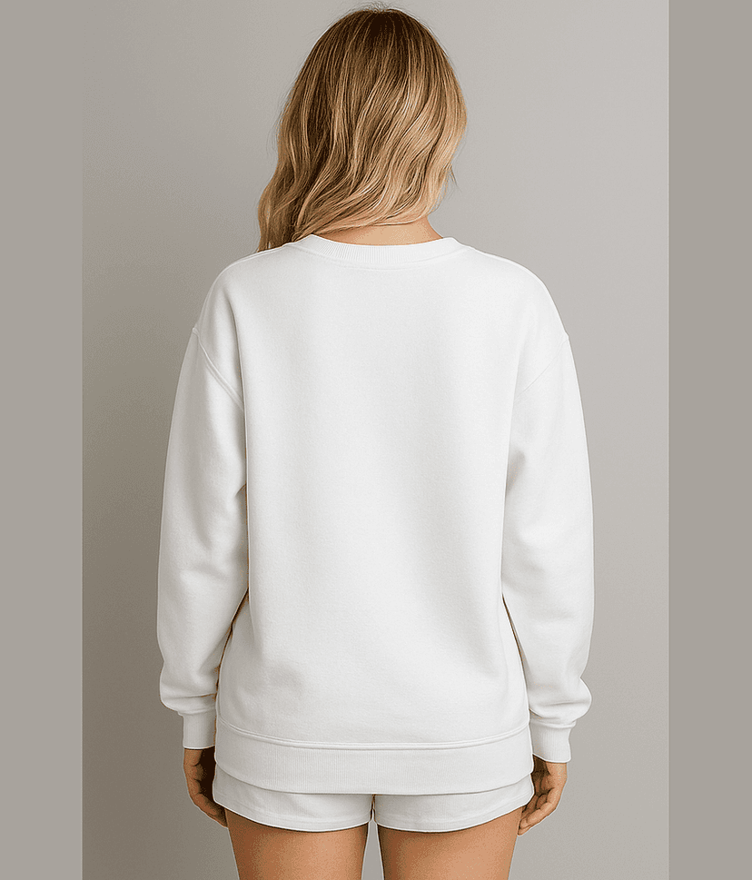 HARPITA Women Fleece Round Neck Sweatshirt For Light Winters ( White ) view 2