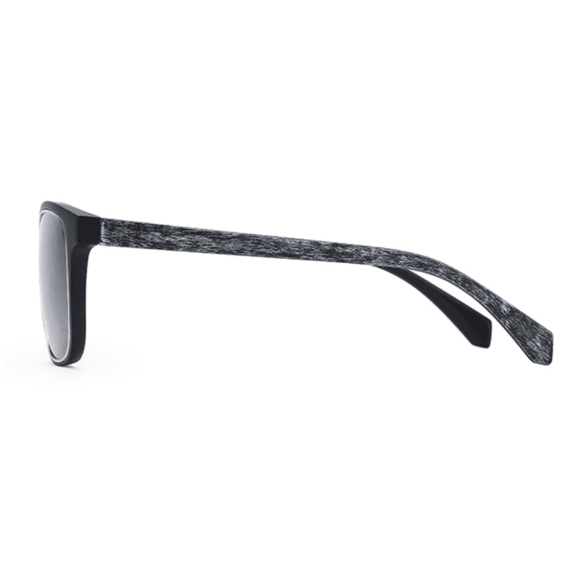 PARIM Polarized Unisex Rectangular Sunglasses Black Frame / Silver::Grey Lenses | SKU 11046 B2 view 3