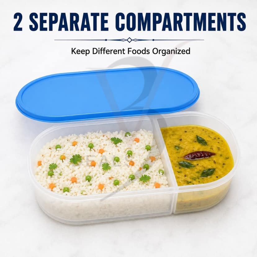 V3Deals Plastic Lunch Box with Steel & Plastic Bowls, Spoon & Carry Bag, Food Grade Plastic, Large Steel Bowl, Large Plastic Bowl, Spoon, Carry Bag, 2 Bowl Combo, Compact & Portable ( Premium Lunch Set 3) view 8