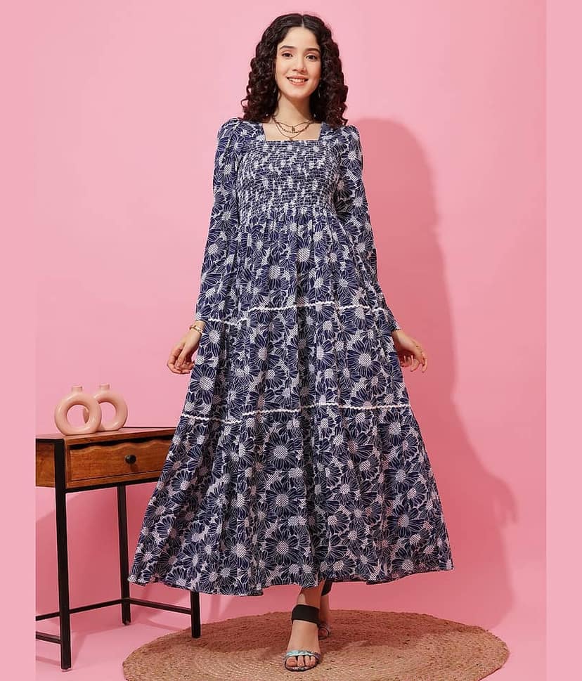 Sheetal associates Women Crepe Printed Fit & Flare Dress ( Pink )