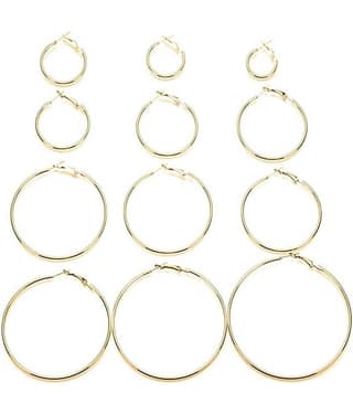 YouBella Golden Hoop Earrings Jewellery for Women - Combo of 12