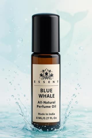 Essent BLUE WHALE Roll-On Attar | Aquatic Ocean-Inspired Perfume Oil for Men | Fresh Long Lasting Alcohol-Free Fragrance | 0.27 fl. oz. (8 ml)