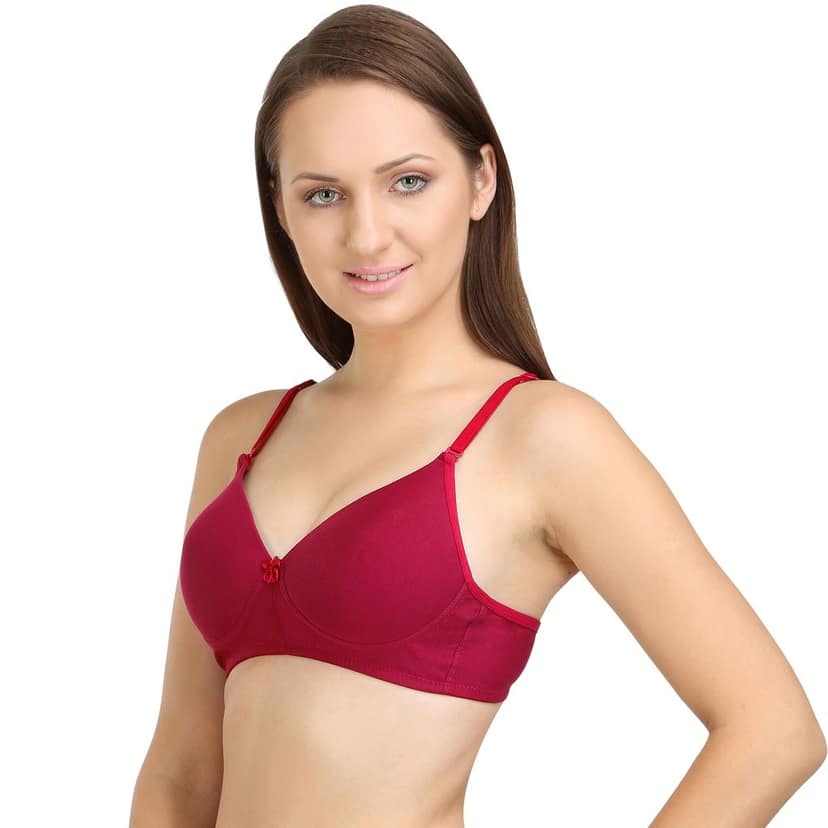 Bodycare Cotton Spandex Padded Non wired Tshirt Bra-Pack of 3 view 3