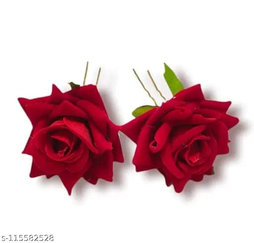 Single Artificial Flower Hair Pin Set of 6 pieace view 2
