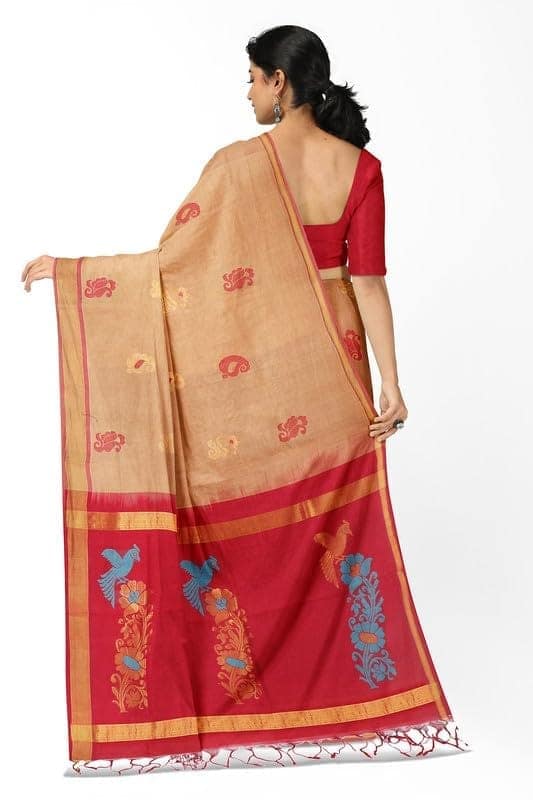 APCO Handloom - Women's Rahajmundry Pure Cotton Handloom Saree (Orange) view 3