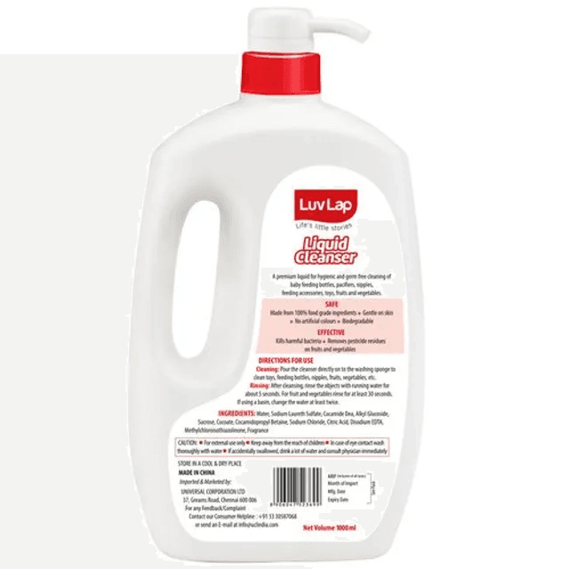 LuvLap Anti Bacterial Baby Bottle Accessories & Vegetable Liquid Cleanser, 1 Ltr view 2