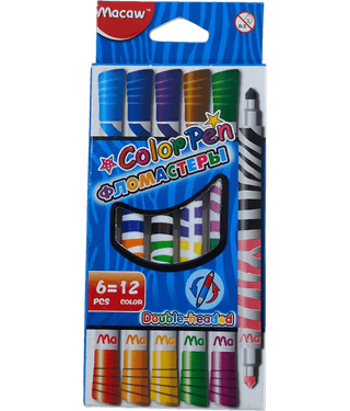 2422Y-YESKART 6 PC Twin Tip Color Markers Pen Set - 6 Pcs Color Pen Set, Dual Tip COLOR Pen, Pack of 6 Colors for Art and Craft Work FOR KIDS( 6PC SET 12 COLORS)