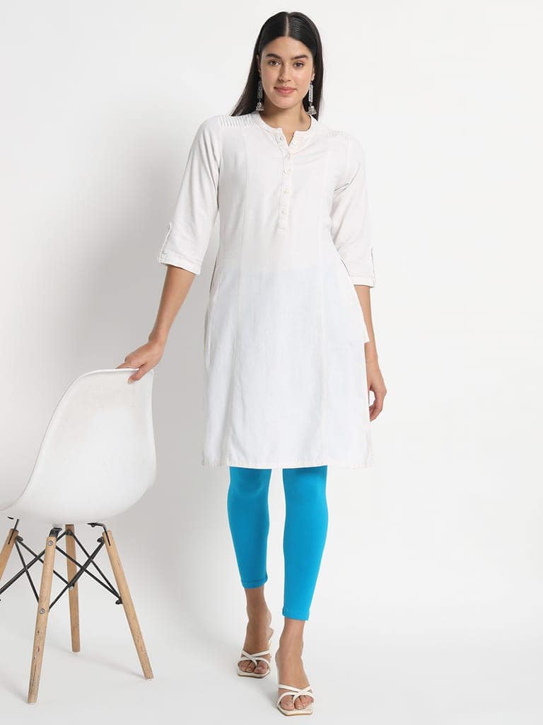 SOFT COLORS Women's Skinny Fit Ethnic Wear Ankle Length Leggings (Firozi) view 8