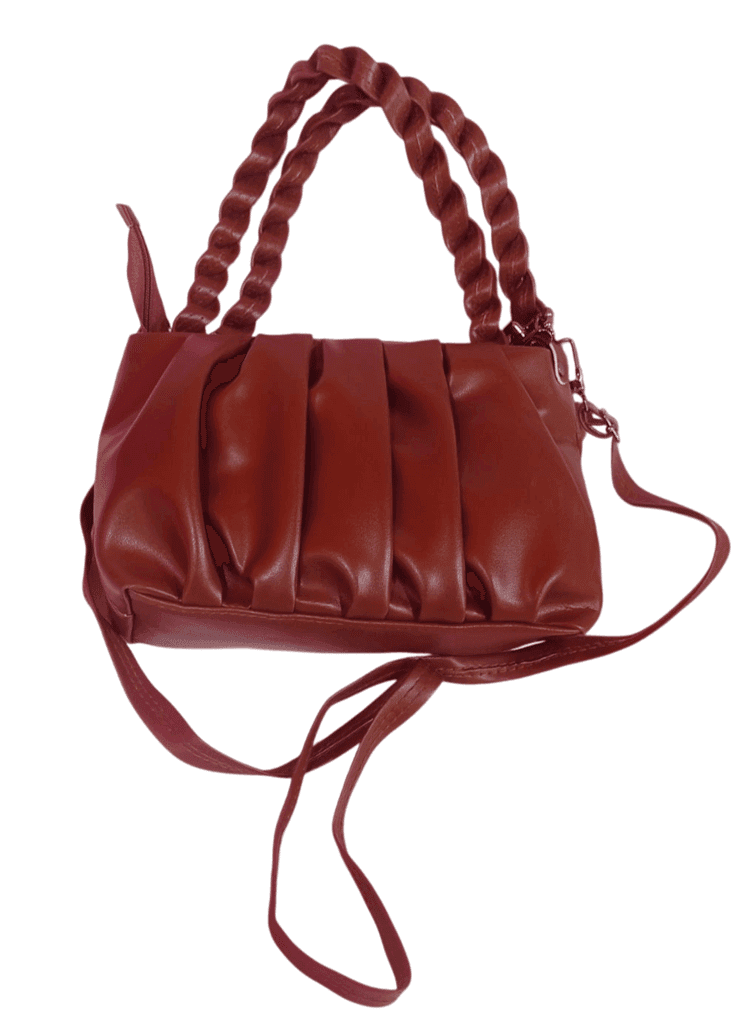 Women's Brown Pleated Chain Strap Shoulder Bag view 3