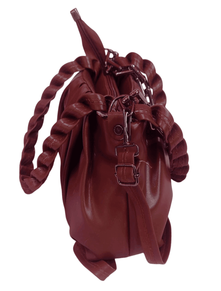 Women's Brown Pleated Chain Strap Shoulder Bag view 4