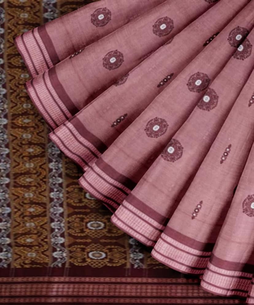 Onion Bomkai Handwoven Cotton Saree SFCSAR1980 view 2