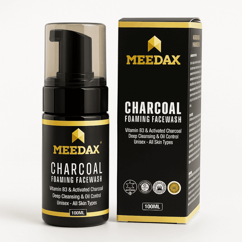 MEEDAX Charcoal Foaming Facewash with Vitamin B3 & Activated Charcoal, 100ml